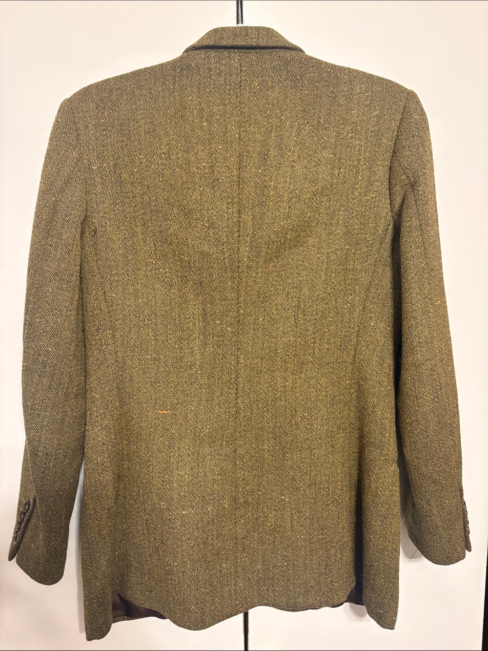 Vintage Barneys New York Tweed Blazer Olive Green 100% Wool made in Italy - Picture 5 of 9